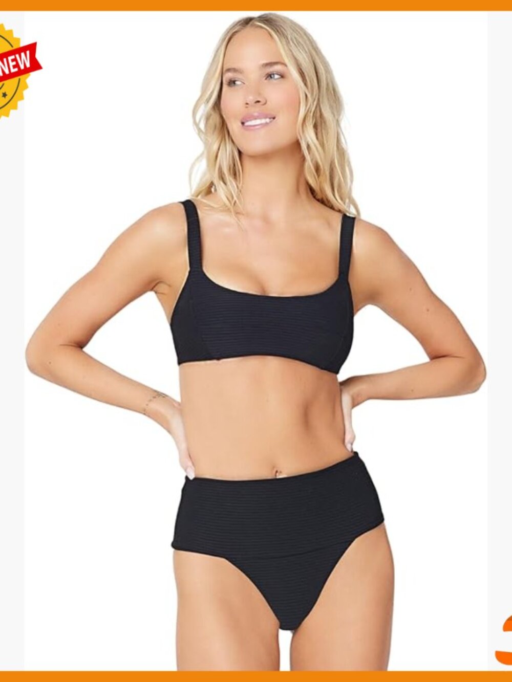 Ribbed Eco-Friendly Bikini Top Sporty Cutout Back Swimwear